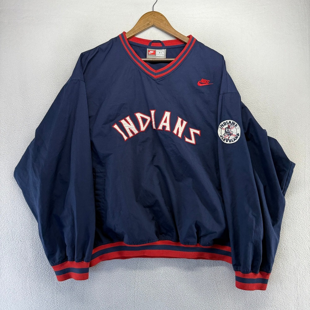 Cleveland Indians Windbreaker Jacket Men's XL Blue Nike Cooperstown Collection
